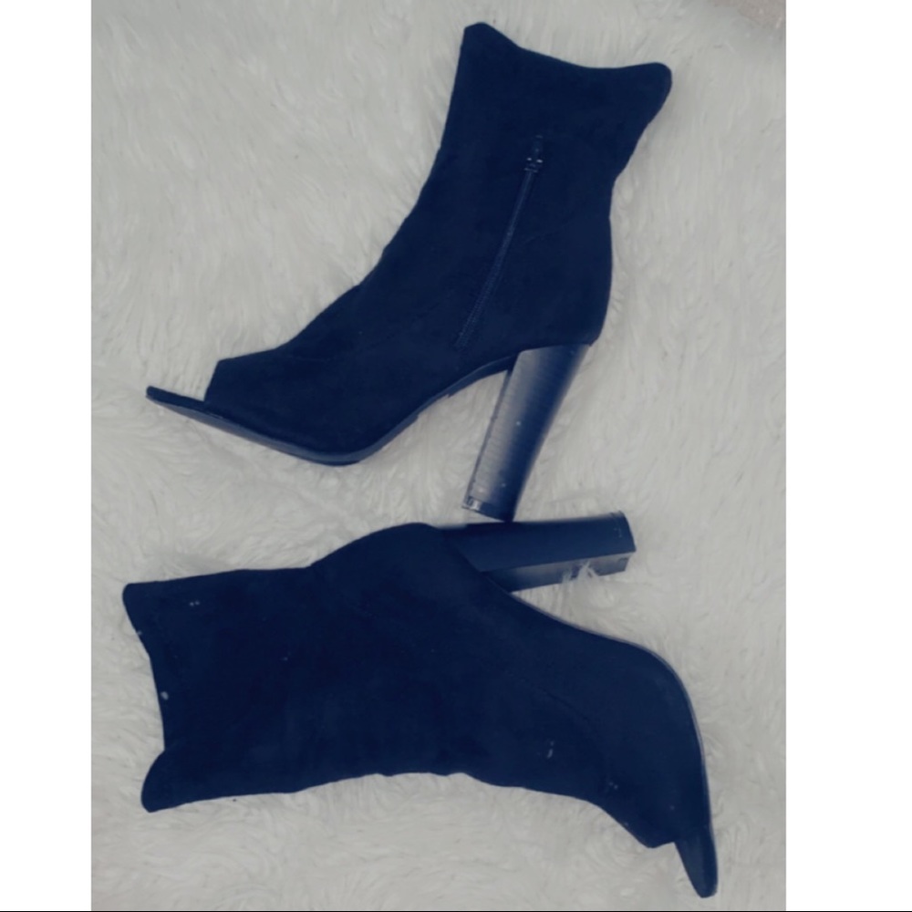 Black peep toe booties